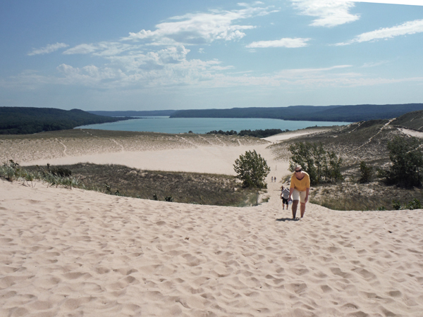 a tired Karen and Glen Lake